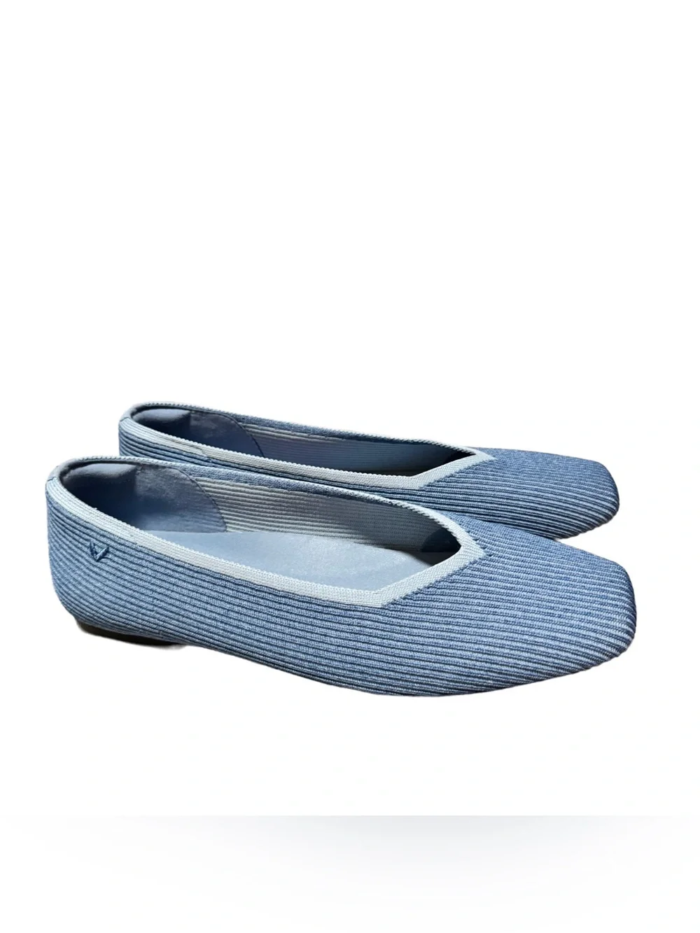 Vivaia Margot 2.0 Square Toe V-Cut Flats Women's 42/ 11.5 Denim Blue NEW